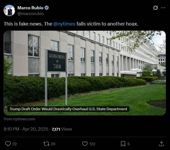 特朗普大刀砍向鲁比奥的国务院<strong></p>
<p>算网软件</strong>?“236年来最大重组之一”