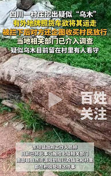 四川一村庄疑挖出珍贵乌木<strong></p>
<p>币安下载</strong>,有人想运走被拦下,当地回应